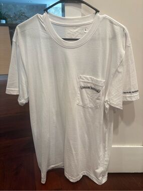 Authentic Chrome Hearts White Men's Cotton Pocket T-Shirt with logo detail